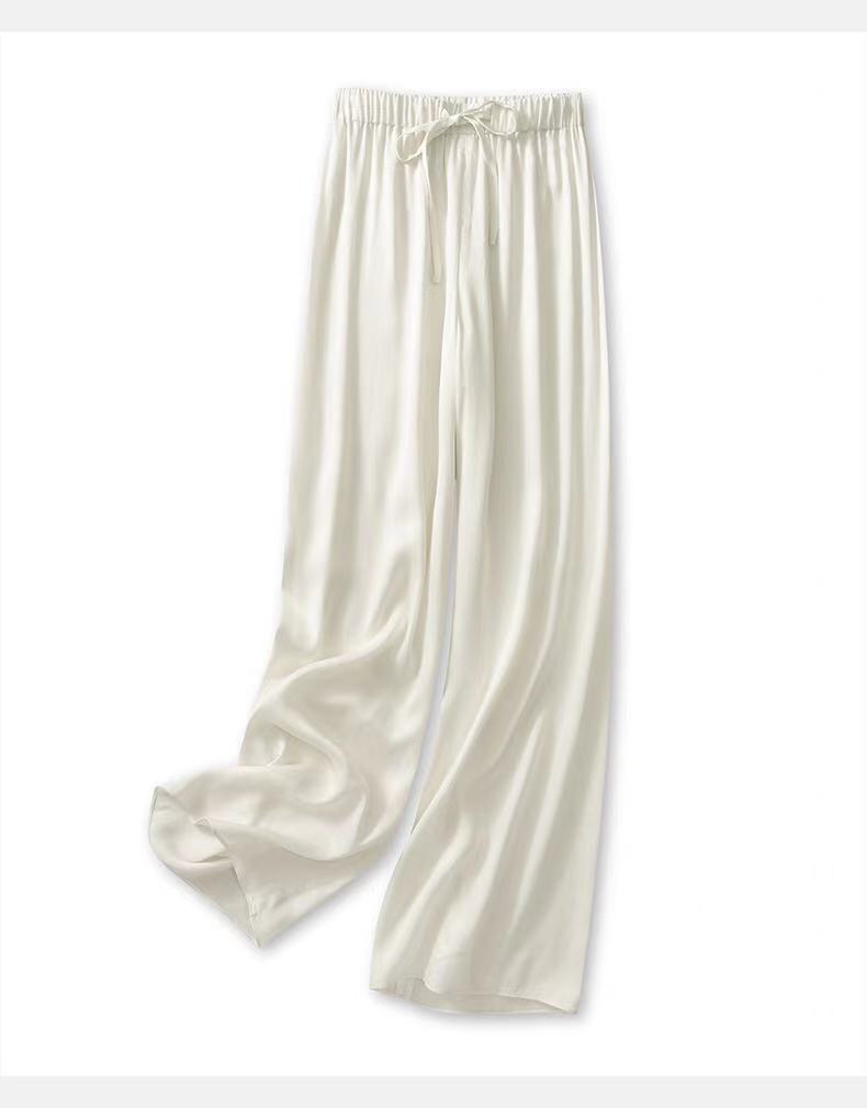 Copper Ammonia Silk Wide-leg Pants Women's Summer 2024 New High Waist Dummy Straight Pants Cool Breathable Casual Pants