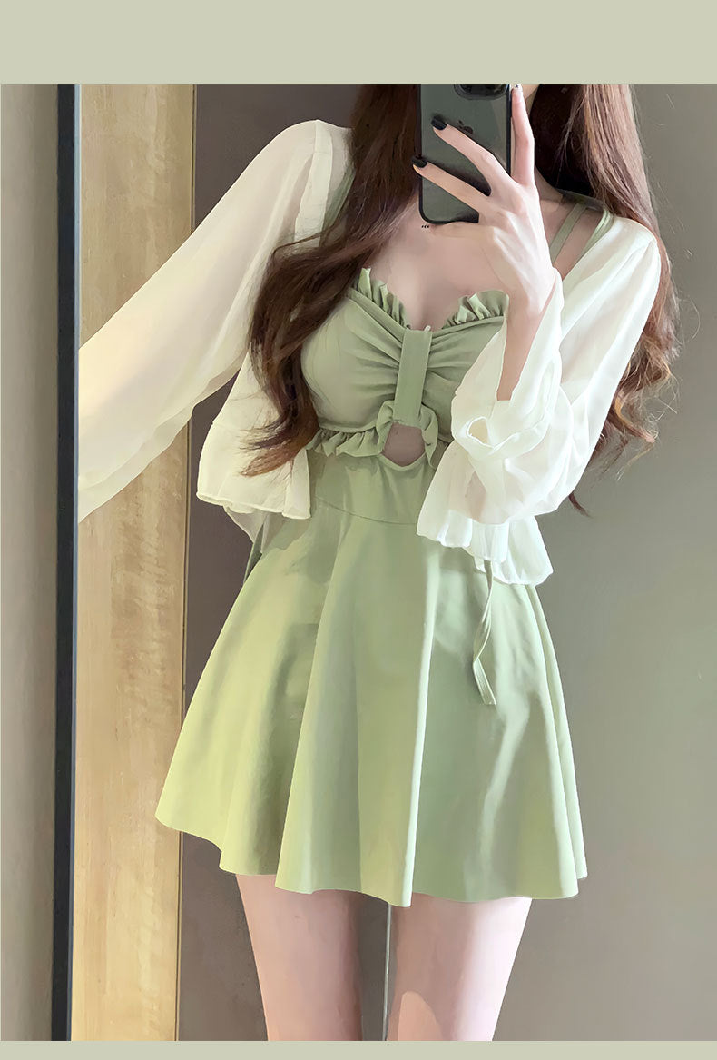 Swimsuit Women's 2025 New Summer Body-Slimming Conservative Skirt avocado green High-end Sexy Hot Spring Swimsuit