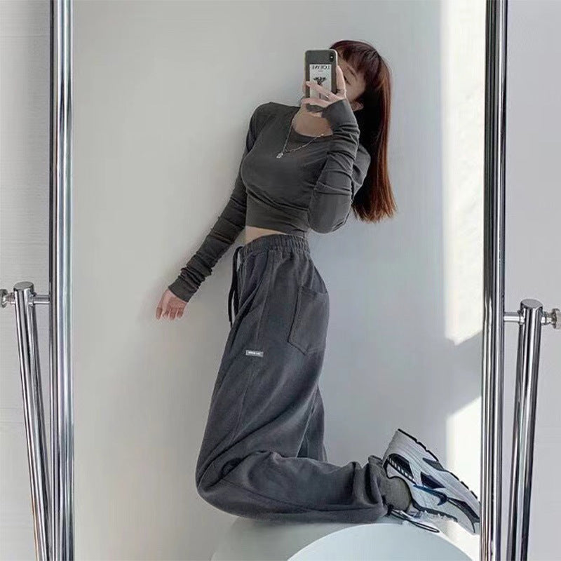 2024 Spring and Summer Thin High Waist American Letter Loose Sports Pants Women's Casual Foot Pants Sweatpants Women's Wholesale