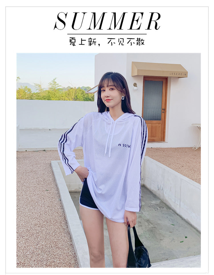 Swimsuit for Female Students, Three-Piece Set, 2025 New Style, Tummy-Covering, Slimming, Sun-Protective, Internet-Famous, Conservative Two-Piece Swimsuit for Women