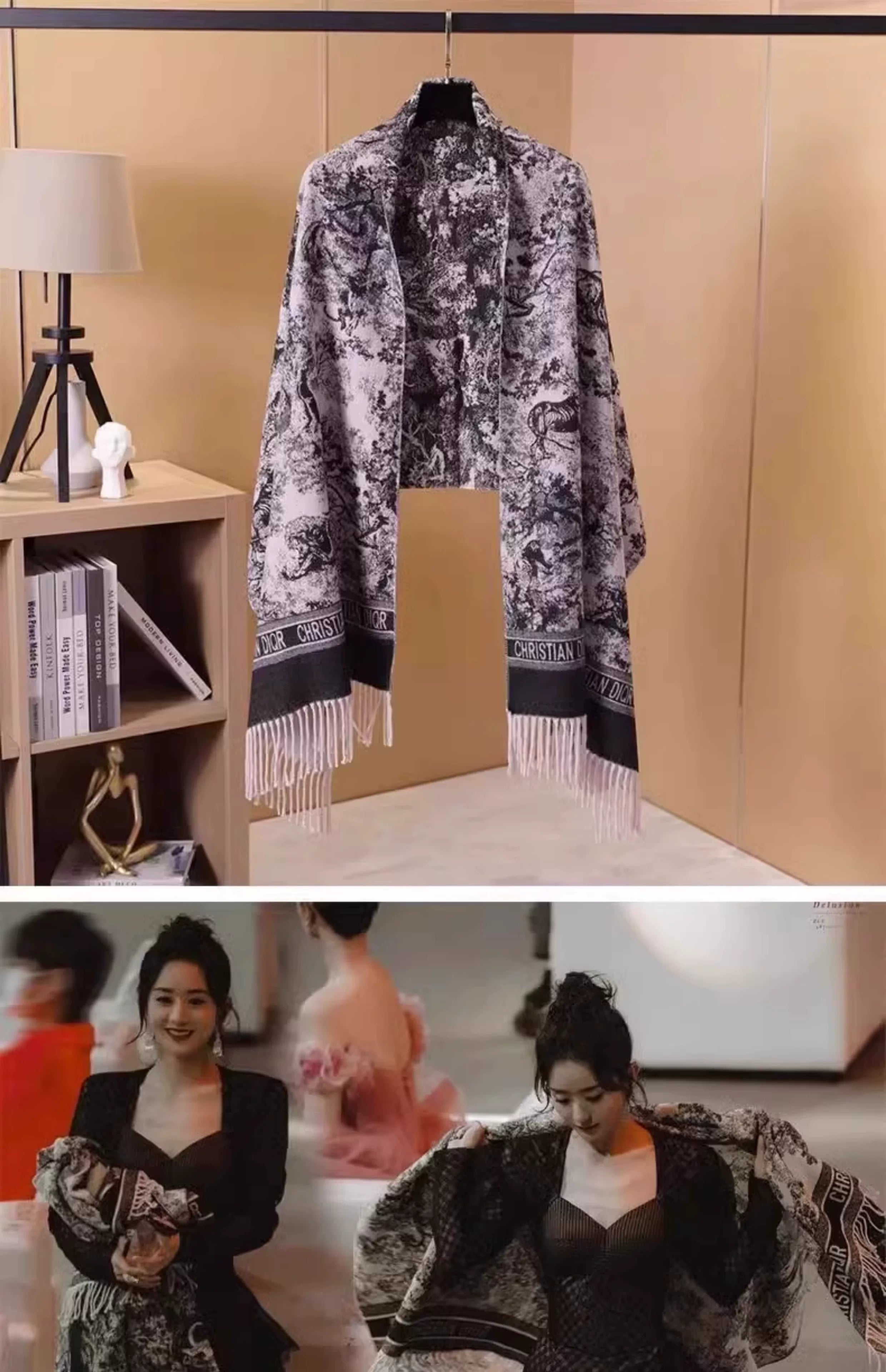 2025 Double-Sided Shawl Liu Yifei Same Style Long Tassel Scarf Korean Style Women's Thickened Ethnic Style Four-Season Scarf Wholesale
