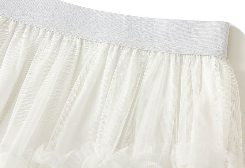 2025 Summer Floor-length Pleated Skirt Women Long Maxi Tulle Skirt for Women High Waist Vintage Mesh Cake Skirt Female