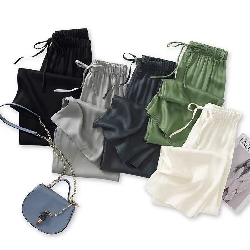 Copper Ammonia Silk Wide-leg Pants Women's Summer 2024 New High Waist Dummy Straight Pants Cool Breathable Casual Pants