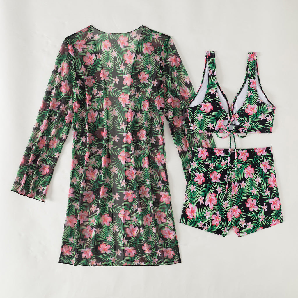 Mingyi New Fashion Sexy European and American Bikini BIKINI Three-piece Women's Swimsuit Multicolor High-end Printed Swimsuit