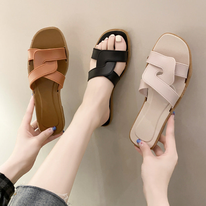 New Style Slippers for Women Summer Outer Wear K-Style Ins Popular Shrimp Skin Fashion Slippers Aliexpress Amazon Wholesale