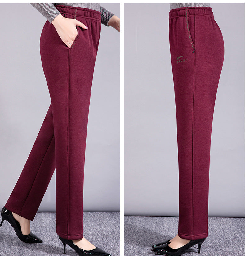 Middle-aged Women's Pants Autumn Thickened Winter fleece-lined Middle-aged Mother's Pants Autumn and Winter Sports Pants Women's Middle-aged Women's Pants