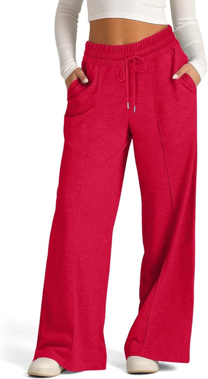 Cross-Border Export Amazon Temu2024 Spring and Summer European and American Style Pure Color Casual Wide-Leg Drawstring Elastic Waist Sweatpants