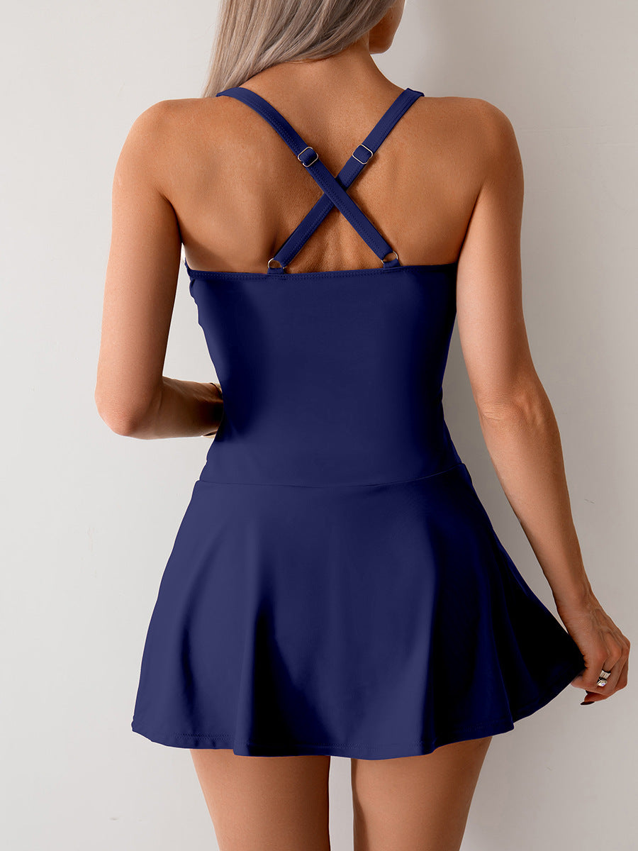 2025 Amazon New Split Swimsuit Women's Hot Spring Cross-border European and American Skirt plus size Swimsuit Boxers Wholesale