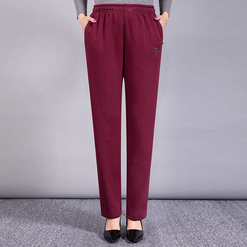 Middle-aged Women's Pants Autumn Thickened Winter fleece-lined Middle-aged Mother's Pants Autumn and Winter Sports Pants Women's Middle-aged Women's Pants