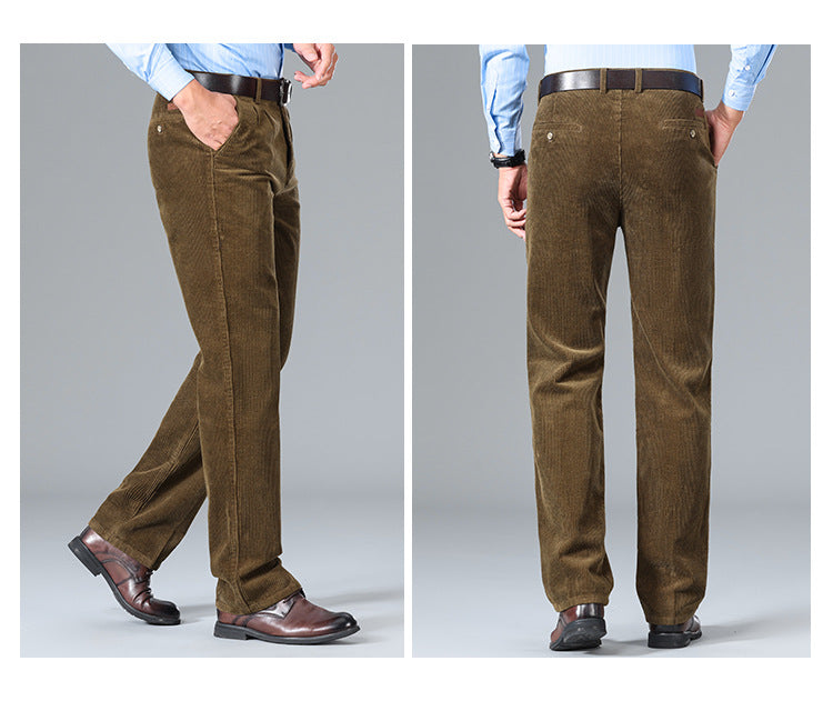 Thick Corduroy Pants Pure Cotton Men's Pants Autumn and Winter Thick Cotton High-Waisted Loose Straight Double-Pleated Corduroy Men's Long Pants