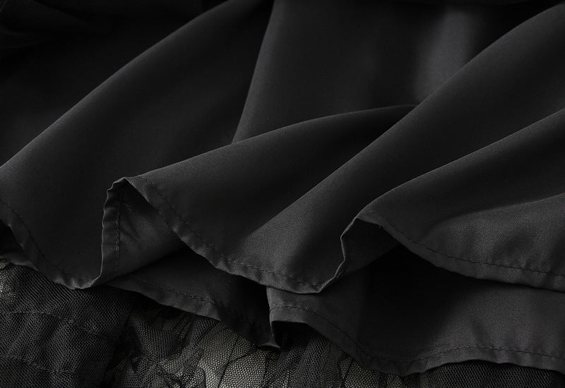 2025 Summer Floor-length Pleated Skirt Women Long Maxi Tulle Skirt for Women High Waist Vintage Mesh Cake Skirt Female