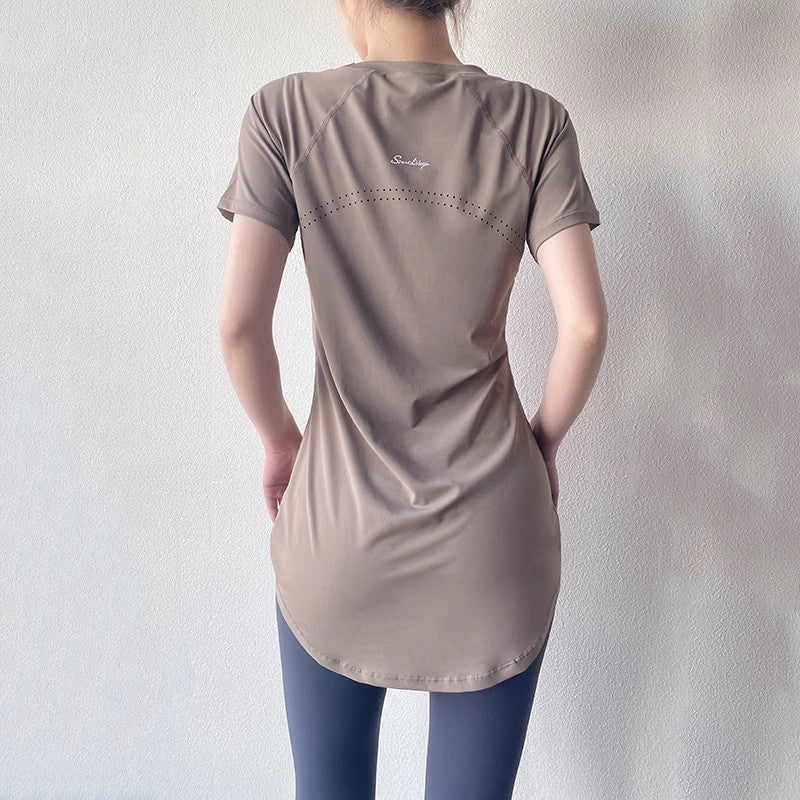 Women's Short-Sleeve Yoga T-Shirt - Quick-Dry Fitness Sports Top