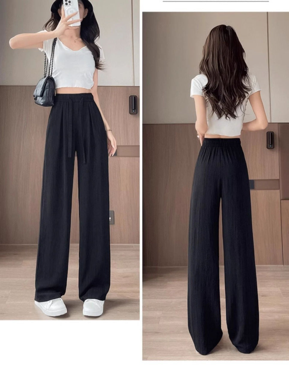 Breathable Anti-Mosquito Pants Yamamoto Pants Women's Thin High-Waist Casual Spring and Autumn Lazy Style Wide-Leg Pants Straight Pants