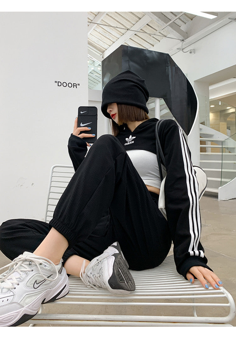 2026 Thin Ice Silk Sports Pants for Women, Loose White Joggers, Summer Thin Casual Harem Sweatpants for Petite Figures
