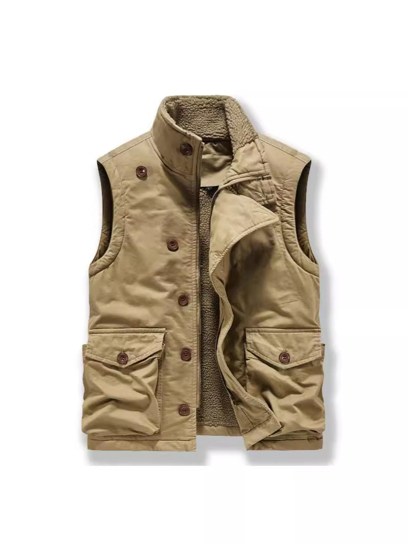 Cross-border Winter New Workwear Vest Men's Cotton-padded Jacket Amazon Cotton-padded Jacket Loose Cotton-padded Jacket Washer Jacket fleece-lined Cotton-padded Jacket
