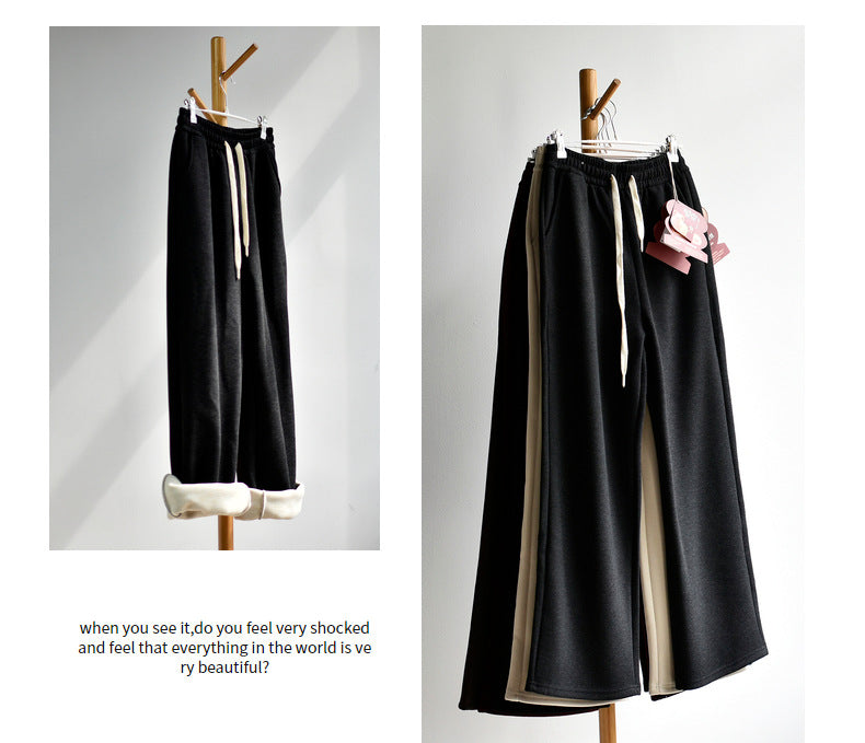 【Double Warm Wool Pants】Women's New Style Draped Wool Silk Soft and Smooth Winter Slimming Wide-Leg Casual Long Pants for Women