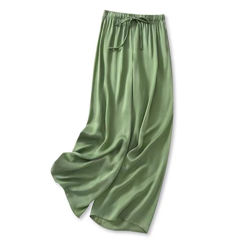 Copper Ammonia Silk Wide-leg Pants Women's Summer 2024 New High Waist Dummy Straight Pants Cool Breathable Casual Pants