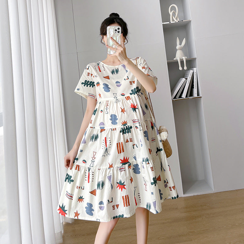Maternity Summer dress 2024 New Fashion Western Style Loose Pregnant Women dress Hot Mom Loose Pregnant Women Skirt