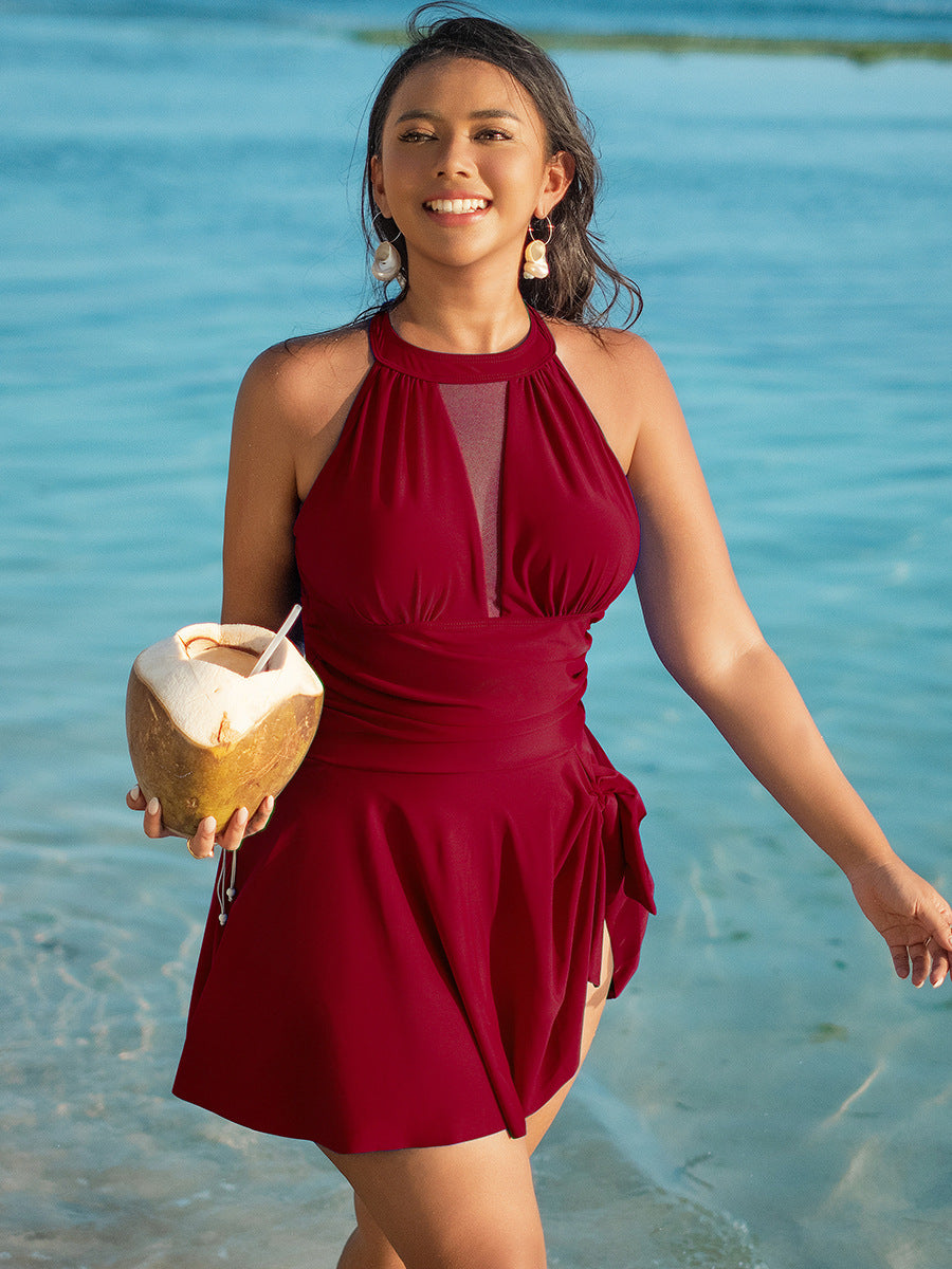 European and American plus size swimsuit women 2025 new Amazon cross-border plus fat plus size swimsuit skirt one-piece swimsuit women