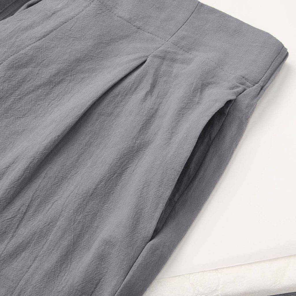 2026 Cross-Border Amazon European and American Summer Comfortable High-Waisted Long Pants with Buttons and Elastic Waist Wide-Leg Pants for Women Casual Straight-Leg Pants