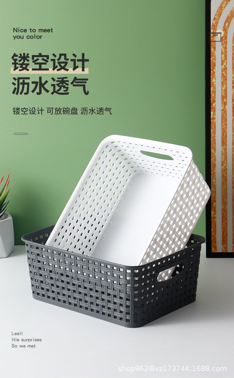 Storage Basket Simple Office Supplies Plastic Storage Basket Desktop Sundries Storage Frame Living Room Study Snack Organize Basket