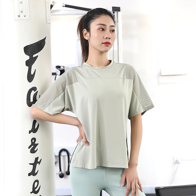 2025 Summer Yoga Top Loose Sports Short Sleeve Women's Quick-Drying Running Fitness Wear Top Breathable Exercise T-Shirt