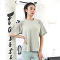 2025 Summer Yoga Top Loose Sports Short Sleeve Women's Quick-Drying Running Fitness Wear Top Breathable Exercise T-Shirt