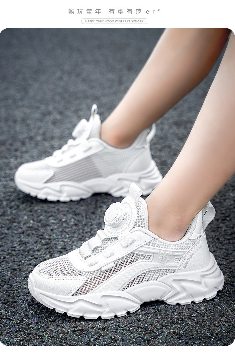 Babou Children's Shoes Men's and Children's sneaker Mesh Surface Spring and Summer Single Mesh Hollow Running Shoes for Middle and Big Children and Students Breathable