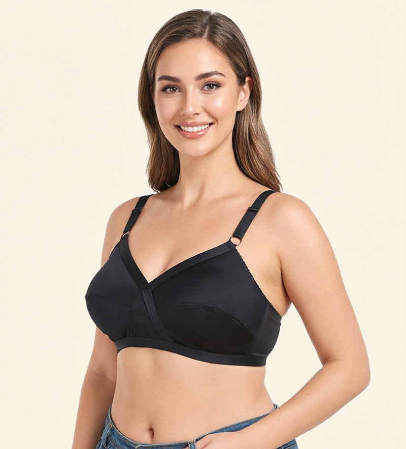 Satin ultra-thin plus size bra without steel ring European and American foreign trade underwear bra women 80BCDEFG-120BCDEEEFG