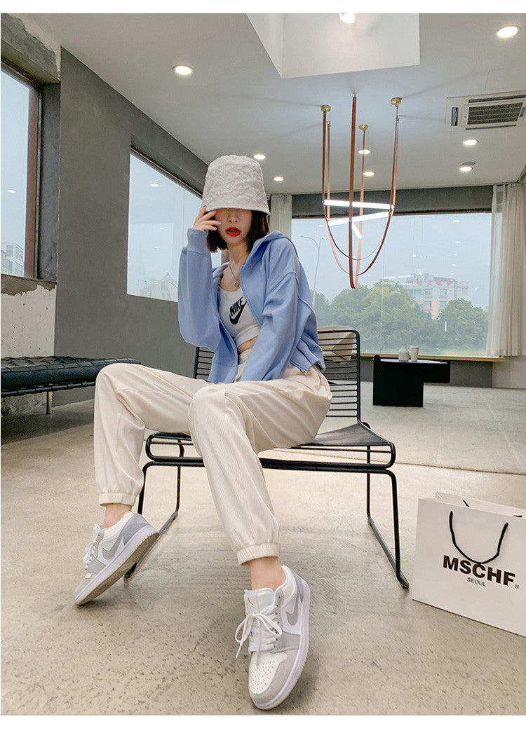 2026 Thin Ice Silk Sports Pants for Women, Loose White Joggers, Summer Thin Casual Harem Sweatpants for Petite Figures