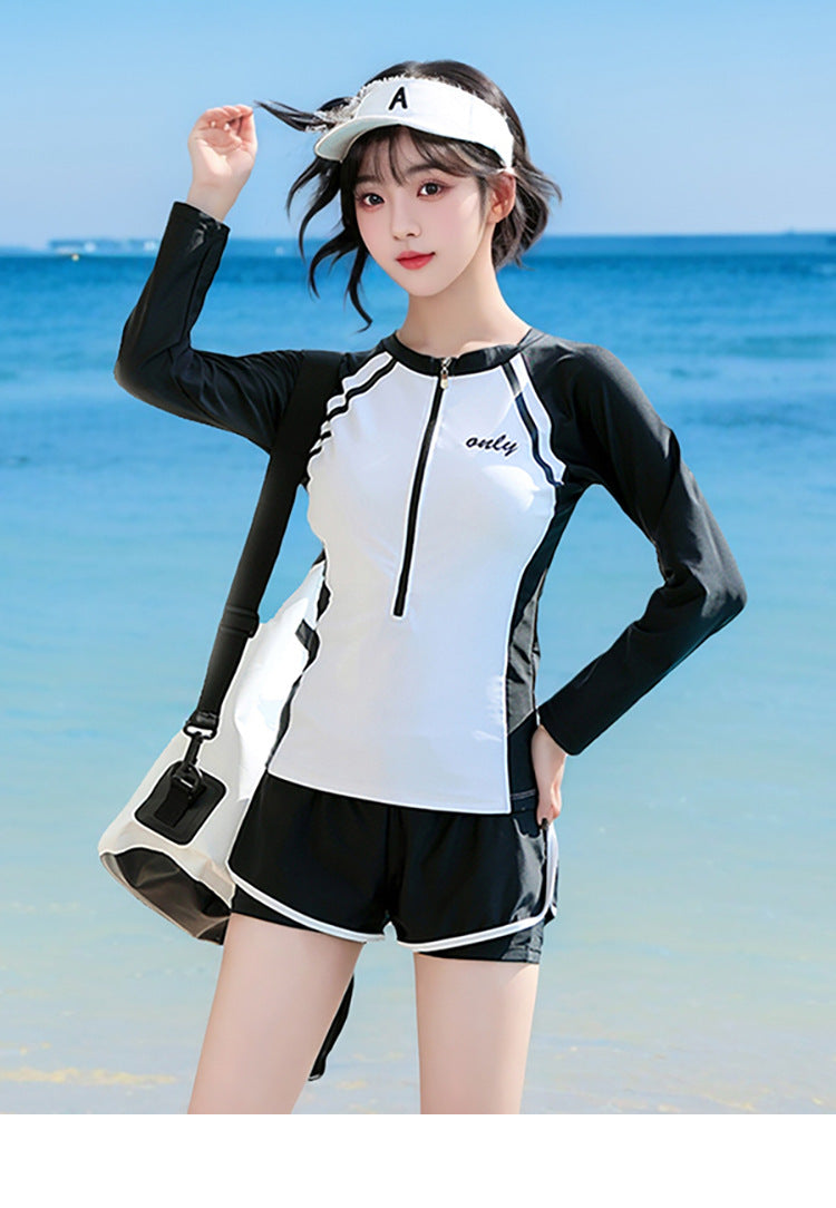 Sports Style Swimsuit Female Split Student Conservative Belly-Covering Slimming Look Boxer Briefs Large Size Summer Hot Spring 2025 New Style