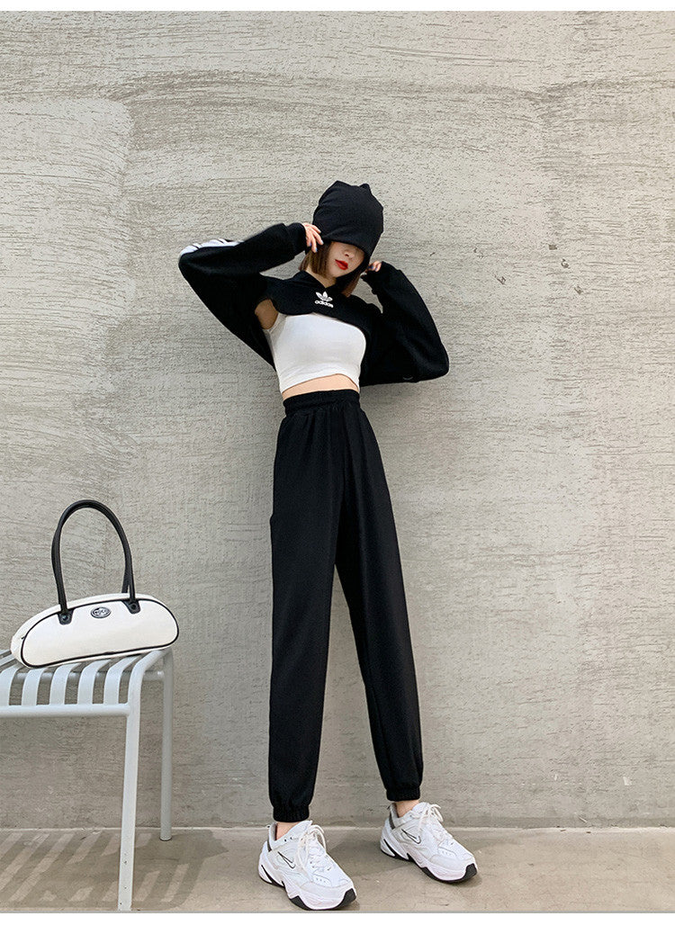 2026 Thin Ice Silk Sports Pants for Women, Loose White Joggers, Summer Thin Casual Harem Sweatpants for Petite Figures