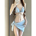 Swimsuit Female Mermaid Diamond Chain European and American Pure Lust Style Strap Triangle Bikini Three-Point Ins Sexy Vacation Swimsuit