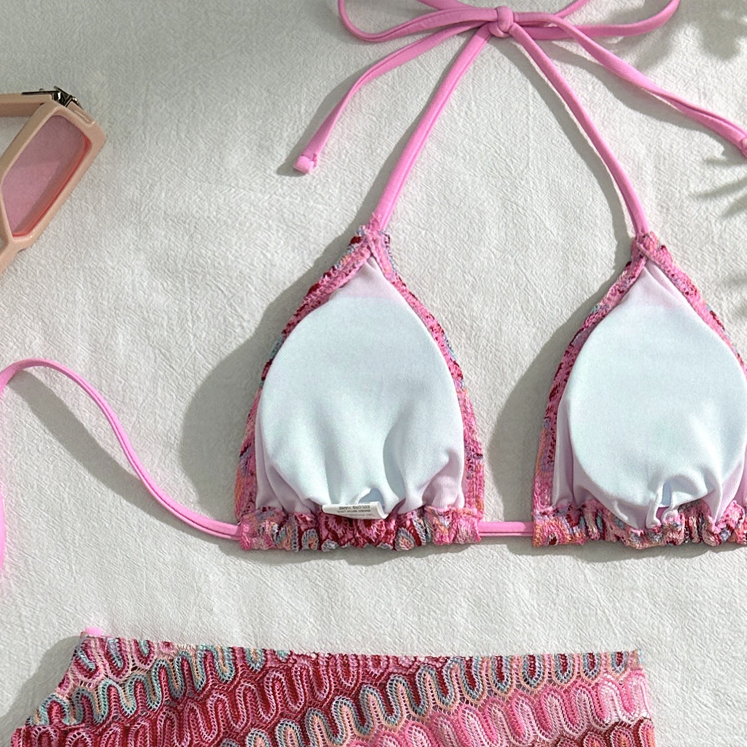 2025 European and American New Embroidered Gradient Sexy Three-Piece Swimsuit Swimsuit Bikini Bikini Cross-Border Export