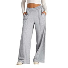 Cross-Border Export Amazon Temu2024 Spring and Summer European and American Style Pure Color Casual Wide-Leg Drawstring Elastic Waist Sweatpants