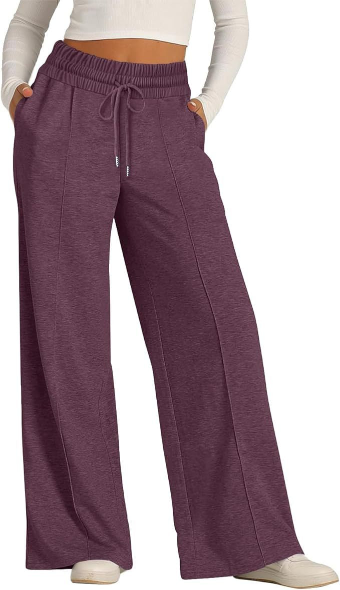 Cross-Border Export Amazon Temu2024 Spring and Summer European and American Style Pure Color Casual Wide-Leg Drawstring Elastic Waist Sweatpants