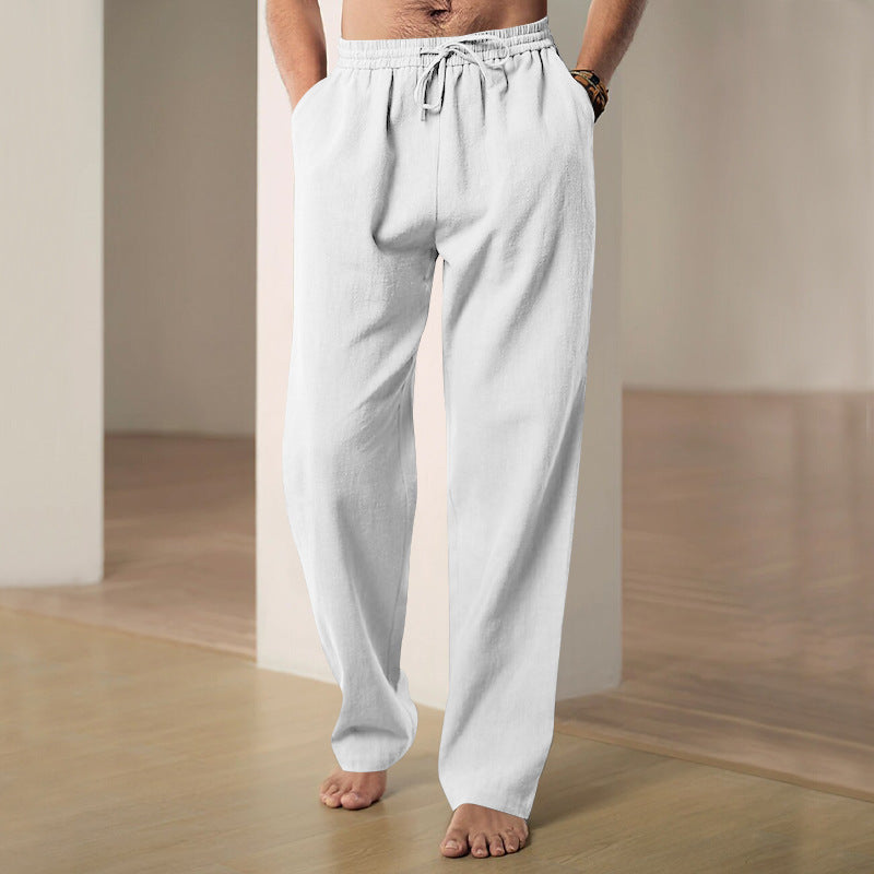 2024 Independent Station European and American Spring and Summer New Trendyy Men's Hip-Hop Breathable Linen Loose Casual Sports Pants
