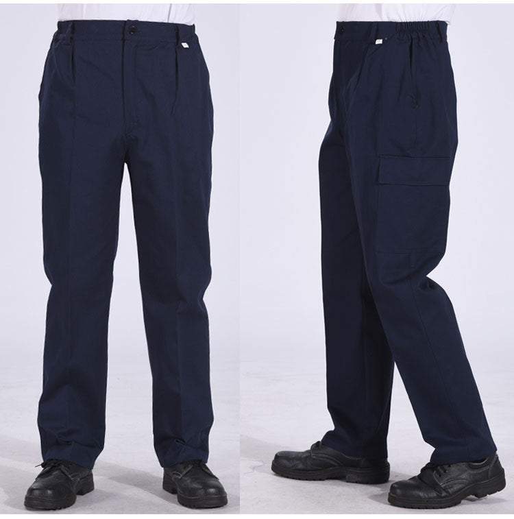 Autumn and Winter Pure Cotton Work Pants for Men, Wear-Resistant Welding Workwear, Blue Construction Site Workshop Handling Work Clothes Pants