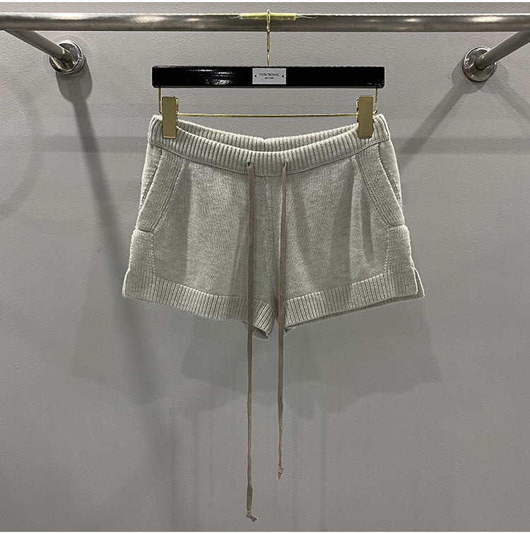 Dark Style Shorts, Fashionable Wool Knit, Comfortable Black and Gray Casual Shorts, Short and Stylish