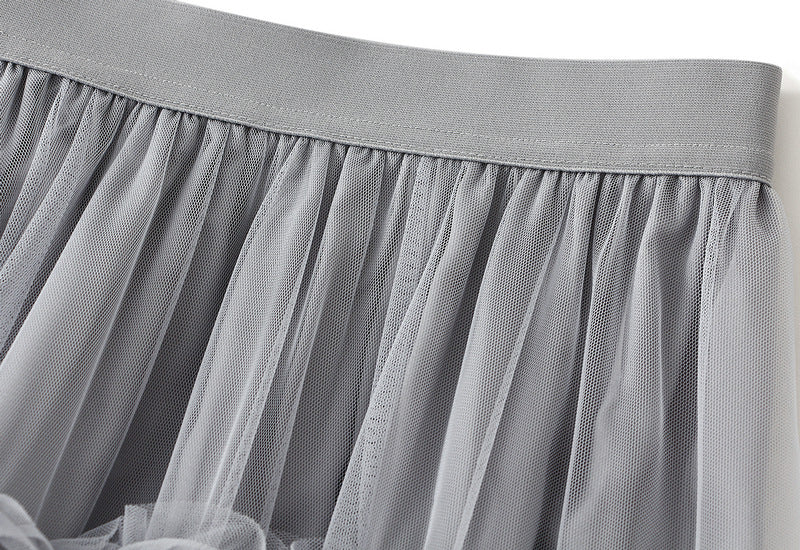 2025 Summer Floor-length Pleated Skirt Women Long Maxi Tulle Skirt for Women High Waist Vintage Mesh Cake Skirt Female