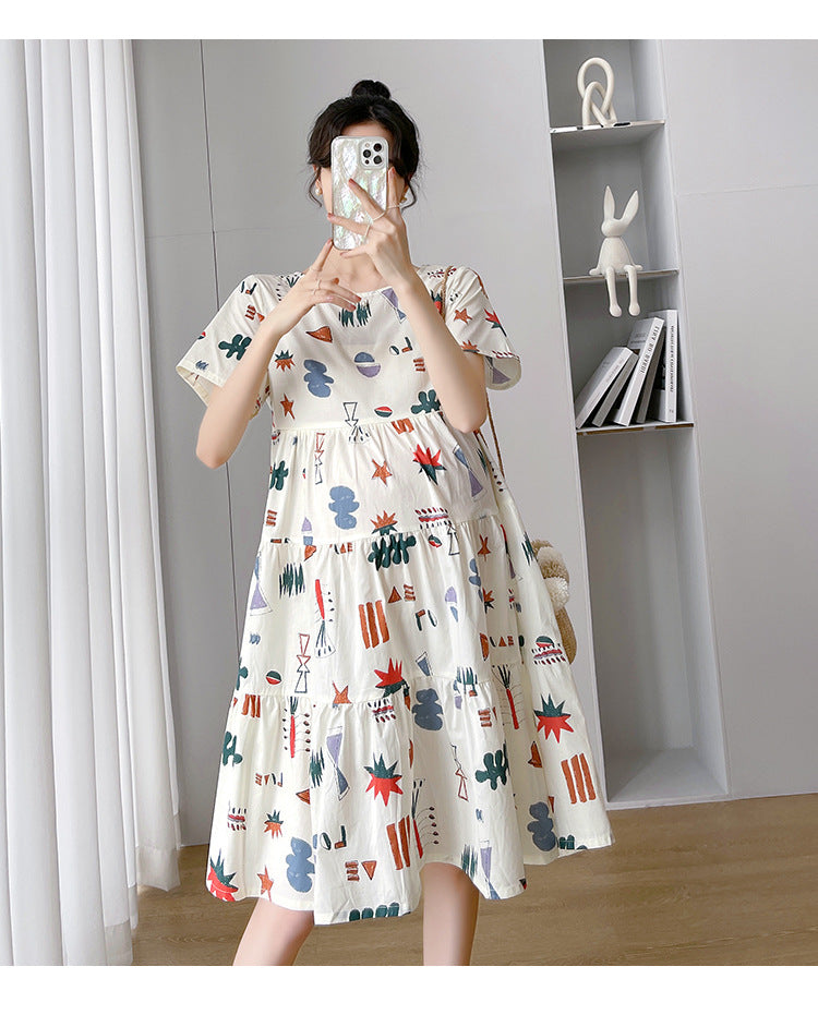 Maternity Summer dress 2024 New Fashion Western Style Loose Pregnant Women dress Hot Mom Loose Pregnant Women Skirt