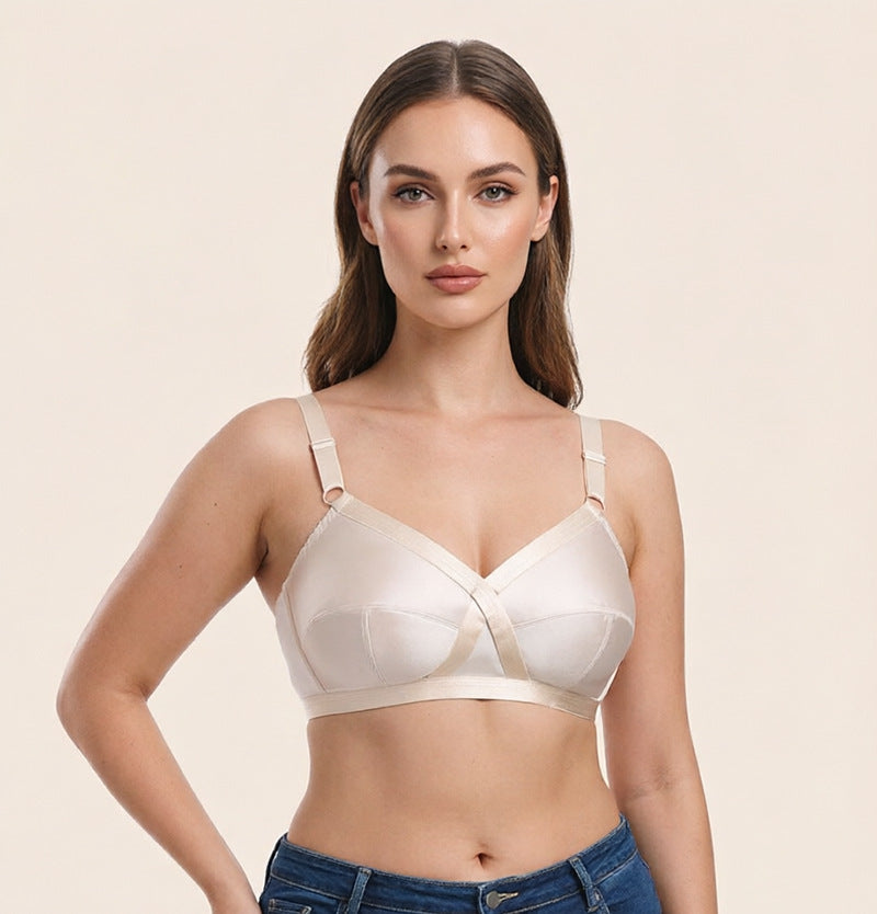 Satin ultra-thin plus size bra without steel ring European and American foreign trade underwear bra women 80BCDEFG-120BCDEEEFG