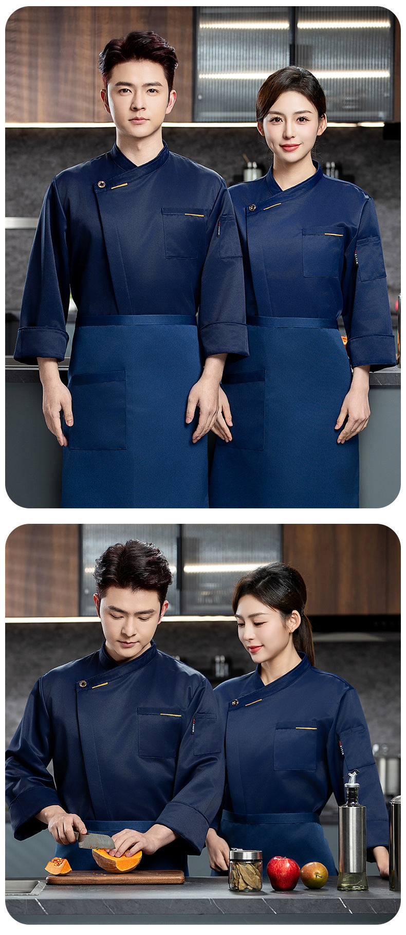 French Chef Overalls Long-Sleeved Men's Hotel Restaurant Kitchen Breathable Sweat-Absorbent Summer Chef Uniforms Short-Sleeved Women's Wholesale
