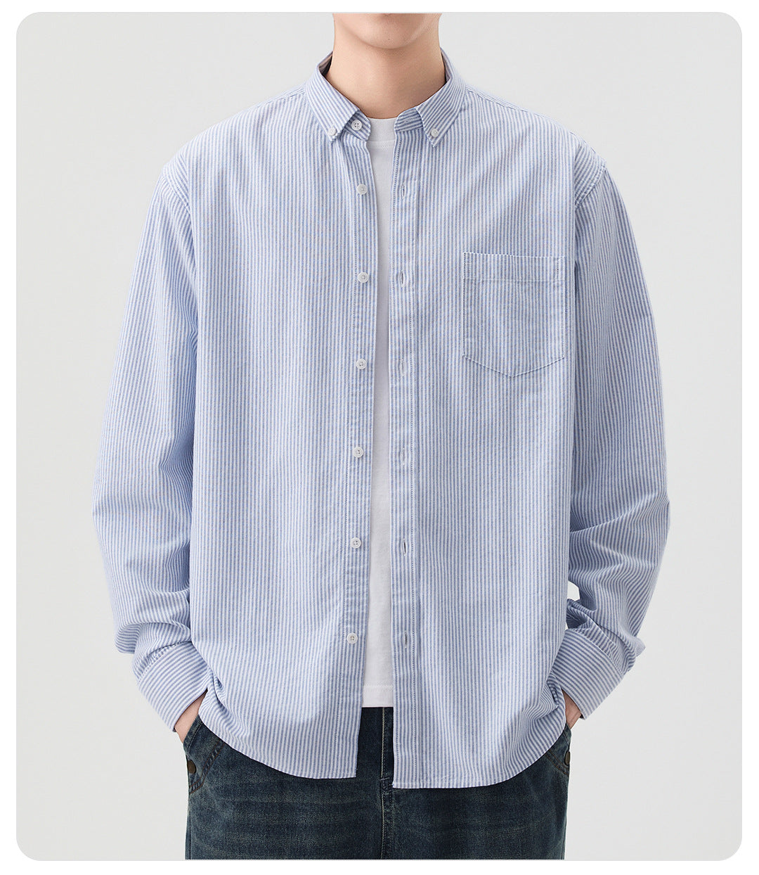 Dongyu Men's Spring and Autumn New Shirt Oxford Spinning Shirt Japanese Style Men's Casual Long Sleeve Cotton Shirt Jacket for Men