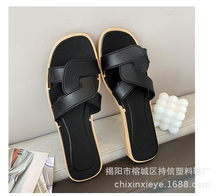 New Style Slippers for Women Summer Outer Wear K-Style Ins Popular Shrimp Skin Fashion Slippers Aliexpress Amazon Wholesale