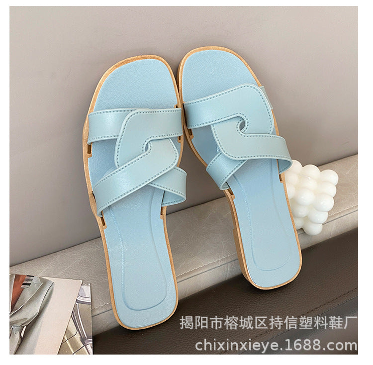 New Style Slippers for Women Summer Outer Wear K-Style Ins Popular Shrimp Skin Fashion Slippers Aliexpress Amazon Wholesale