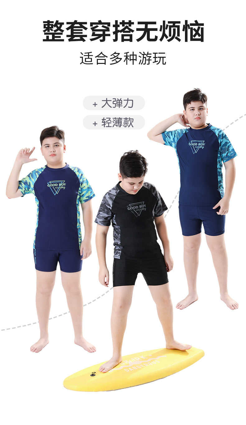 Children's Swimwear Boys' Big Children Split 2025 New Fat Children's Big Children's Hot Spring Swimming Trunks Youth Swimming suit