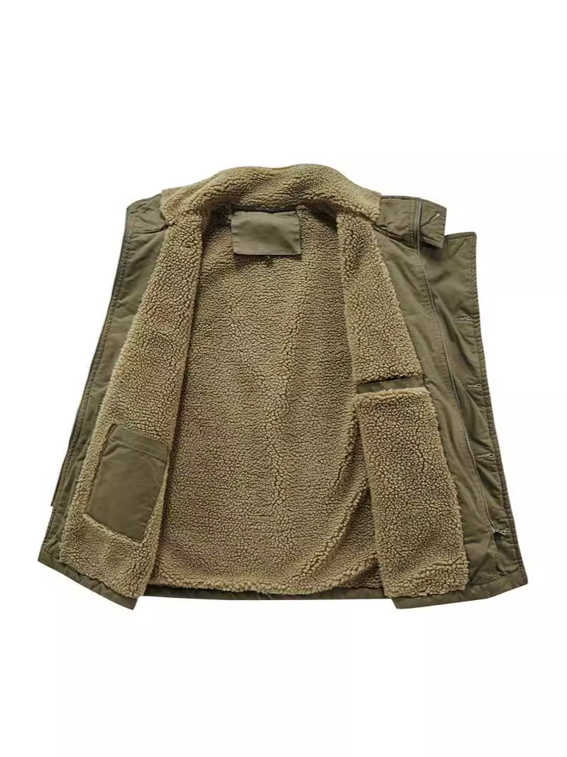 Cross-border Winter New Workwear Vest Men's Cotton-padded Jacket Amazon Cotton-padded Jacket Loose Cotton-padded Jacket Washer Jacket fleece-lined Cotton-padded Jacket