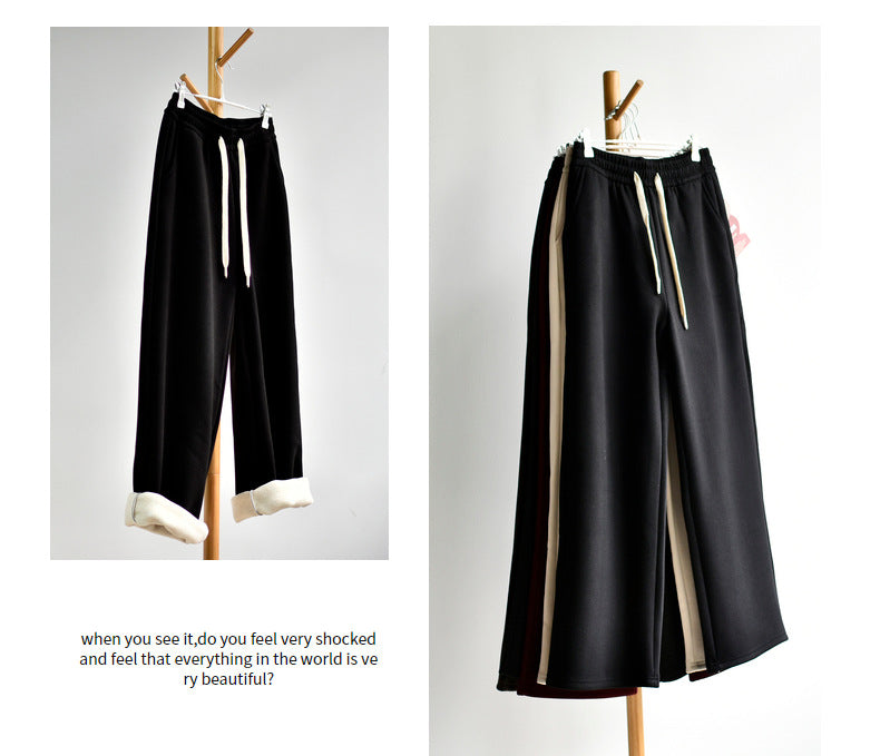 【Double Warm Wool Pants】Women's New Style Draped Wool Silk Soft and Smooth Winter Slimming Wide-Leg Casual Long Pants for Women