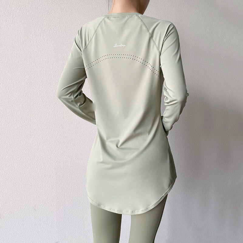 Women's Long Sleeve Yoga T-Shirt - Quick-Dry Slimming Fitness Top